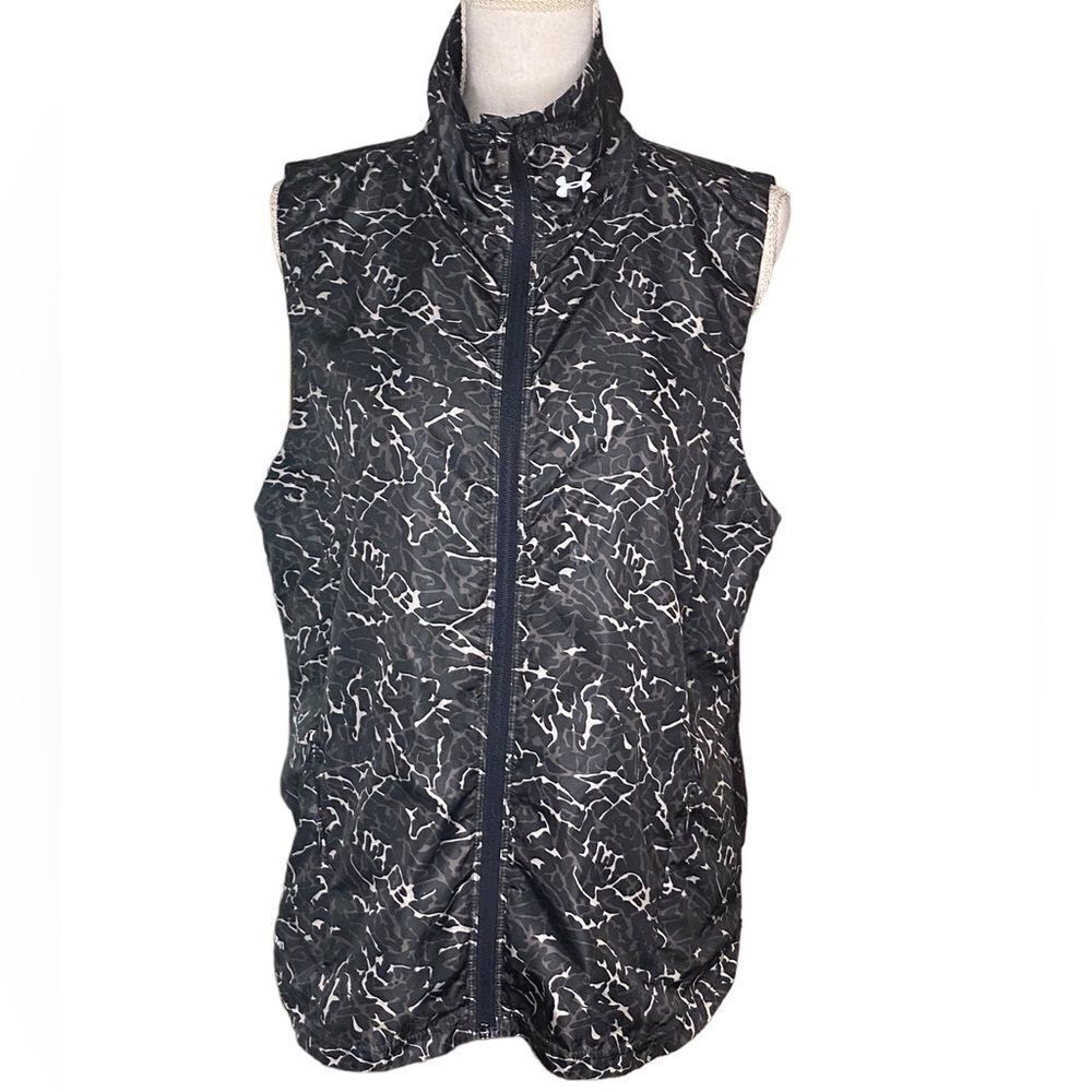 UA Under Armour Wm’s Sz Lrg Black Grey Storm Layered Up Printed Light Long Vest